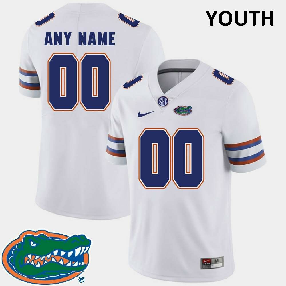 NCAA Florida Gators Customize Youth #00 Nike White 2018 SEC Stitched Authentic College Football Jersey IXF8364MP